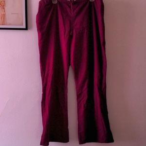 Cherokee wine colored flare leg scrub pants